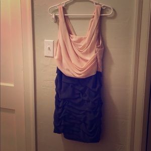 Pink and navy sleeveless dress